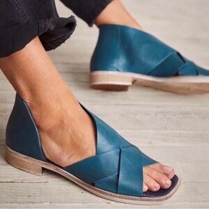 Free People Sun Valley leather sandals Azure Blue